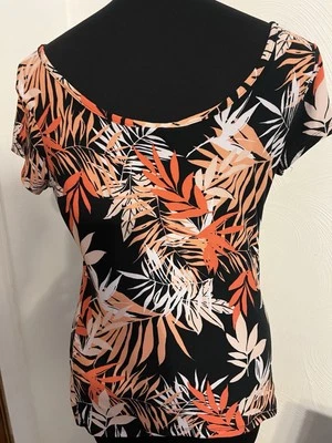 Eye Candy Orange Black Tropical  1X Polyester Top Cap Sleeve - Image 1 of 4