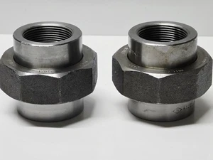 Two 1-1/2" Forged Steel Threaded Union A105N MSS SP83 Class 3000 NPT - Picture 1 of 13