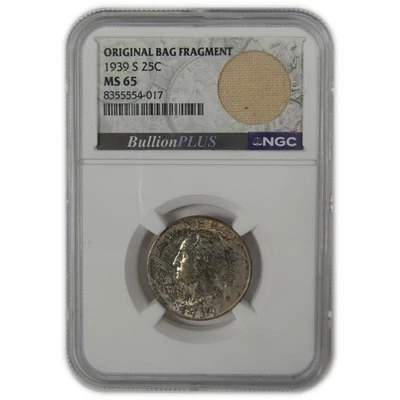 1939 S Washington Quarter MS 65 NGC Bag Fragment Toned SKU:I22595 - Image 1 of 4