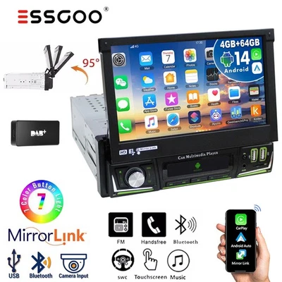 DAB+ Autoradio Mit Wireless Carplay Bluetooth Android 14 Radio Single 1DIN 4+64G - Bild 1 von 4