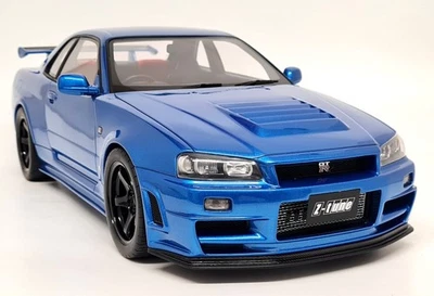 Otto 1/12 Nissan Skyline GT-R R34 Nismo Z-Tune Bayside Blu LARGE Resin Model Car - Image 1 of 4