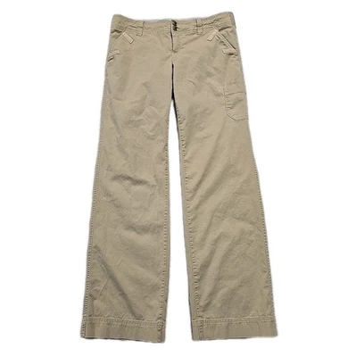 Calça Athleta Feminina 4 Cáqui Carga Cintura Baixa Relaxada Caminhada Ao Ar Livre Ativa - Imagem 1 de 4