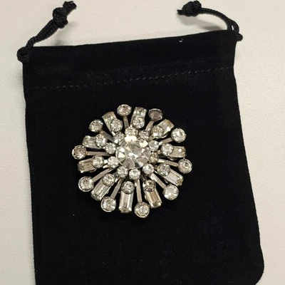 复古闪闪发光水晶星暴胸针水钻花卉设计 — 第 1/4 张图片