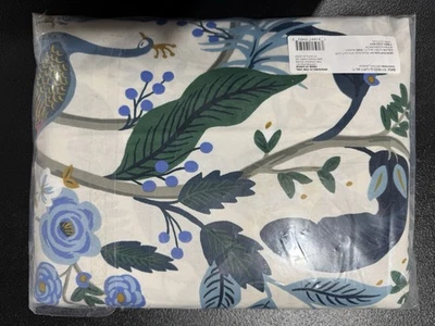 Funda nórdica de satén The Company Store Rifle Paper Co Queen Peacock Foto 1 de 3