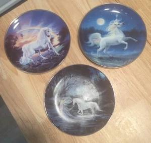 Lot-3 Unicorn Collectors Plates-1 Bradford Exchange,2 Franklin Mint-Limited Edit - Picture 1 of 12