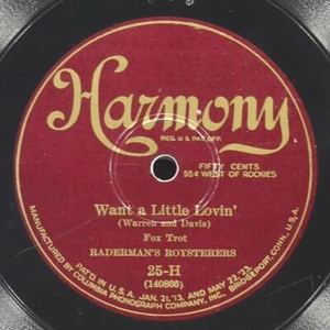 RADERMAN'S ROYSTERERS / MANHATTAN DANCE Want A Little Lovin HARMONY 25-H VG+ 78 - Picture 1 of 4