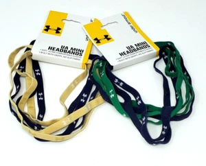 2 Pack Under Armour Mini Headbands Blue Green Yellow UA Logo Soft Headband - Picture 1 of 5