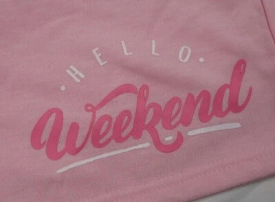 NWT Women's Pink Bobbie Brooks HELLO WEEKEND! Lounge Sleep Shorts Pick Size! - Image 1 of 3