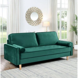 Sofa Straight Row American Retro Velvet Furniture Fabric Sofa for 2 or 3 Person - Picture 1 of 56