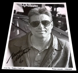 Mark Martin HOFer 1990 ROCKINGHAM VINTAGE B&W autographed 8x10 NASCAR photo - Picture 1 of 4