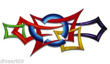 FuNkY Fusion Abstract Art Wood Wall Sculpture Wall Decor Colorful & Unique 46x19