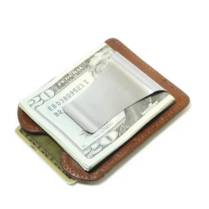Storus Smart Money Clip Card Holder Slim Minimalist Wallet for Men Gift - Cognac - Picture 1 of 3