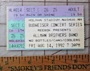 Allman Brothers Band Vintage Ticket Stub 14 Aug 92 Holman Stadium Nashua - Picture 1 of 2