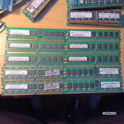 Lot 10x 1GB Samsung Hynix MICRON ATP PC2 DDR2 ECC Registered Server RAM TOT=10GB - Image 1 of 4