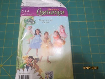 Simplicity 0204 Child Costume Pattern Disney Fairies Bodice Skirt Wing  Size 4-8 - Image 1 of 2
