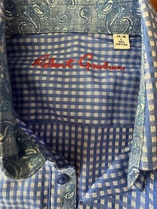 Robert Graham Shirt Boys Youth L 14-16 Flip Cuff Blue Long Sleeve Button Up - Picture 1 of 4