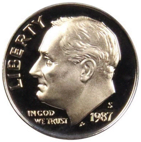 1987 S Proof Roosevelt Dime Cover