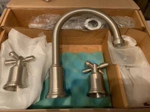 NEW Phylrich Doralfe Bathroom Widespread Sink Faucet 3Hole D223-015 Satin Nickel - Picture 1 of 1