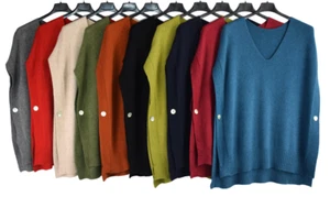 Italian Lagenlook V-Neck Sleeveless Poncho Sweater with Side Button Closure. - Picture 1 of 13