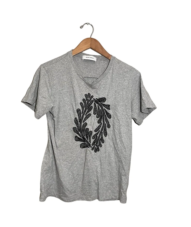 Mauro Grifoni Embroidered Tee Women’s Medium Short Sleeve Top Gray Black Shimmer - Image 1 of 4