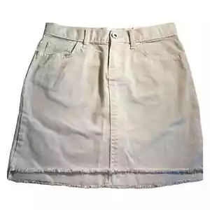 Place Step Hem Denim skirt Soft Rose pink distressed hem solid pastel. Size 8 - Picture 1 of 6