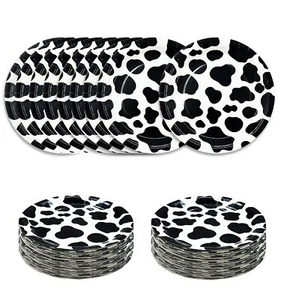 50 Pcs 7 Inch Cow Print Disposable Paper Plates for Birthday Party Supplies - Picture 1 of 6