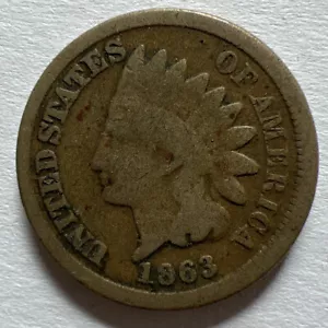 Centavo de cabeza india 1863 centavo CN 1C sin clasificar fecha de guerra civil moneda de EE. UU. - Imagen 1 de 2