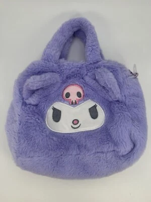 Mini bolso de mano Sanrio Fuzzy Kuromi con orejas difusas ¡SIN CORREA! 6 pulgadas Foto 1 de 4