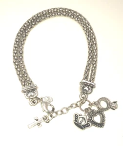 Premier Designs, Silver Tone Charm Bracelet double link 4 hanging Charms. - Picture 1 of 7