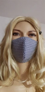 Nasen- Mundbedeckung kleine Punkte grau weiß Mundmaske Stoff Baumwolle waschbar - Bild 1 von 3
