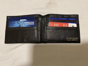 Cartera plegable para tarjeta de crédito delgada de cuero genuino de cordero suave para hombre - Imagen 1 de 6
