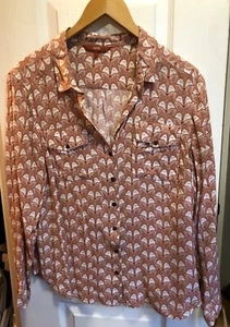 Next Brown Fox Print Blouse Size 12 - Picture 1 of 5
