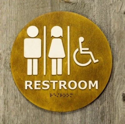 Знак двери туалета для мужчин и женщин с точками Брайля, знак двери туалета, туалет - Изображение 1 из 4