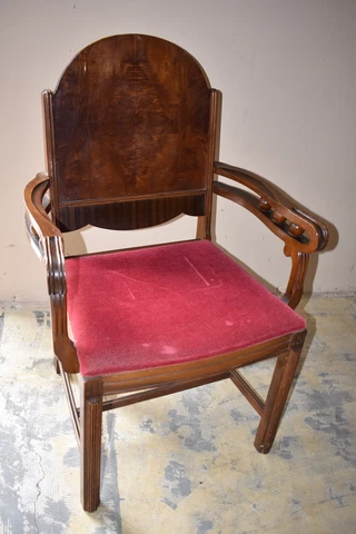 Red Art Deco Bedroom Vanity Upholstered Arm Chair by Bassett Furniture Co Cover