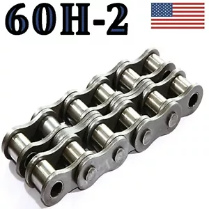 60H-2 HEAVY DOUBLE STRAND ROLLER CHAIN - 10FT WITH CONNECTING MASTER LINK - Picture 1 of 1