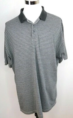 B. Camisa Polo Rugby Line Para Hombres Azul Gris Rayas 1/4 Botón Manga Corta Talla 2XL Foto 1 de 4