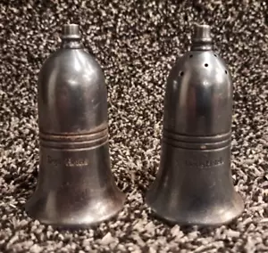 Vintage Heavy Silver Salt & Pepper Shakers, ElectroPlated Nickel, Doyle Hotels - Picture 1 of 9