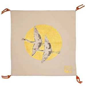 Vintage Gold & Cream Kake-Fukusa Ceremonial Cloth with Flying Cranes Oct23-C - Picture 1 of 4