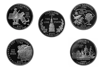 2000 -S State Quarter Proof Year set DCAM (Clad) Coins only (B3) - Image 1 of 3