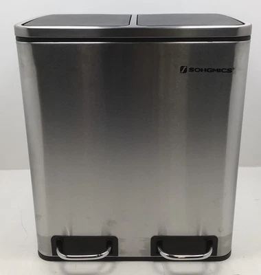 Songmics Dual Trash Can Stainless Steel LTB30H Open Box - Defects - Image 1 of 4