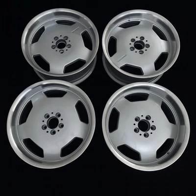 Mercedes Benz 19” Staggered Wheels W201 W124 W140 R129 Monoblock AMG Silver - Image 1 of 4