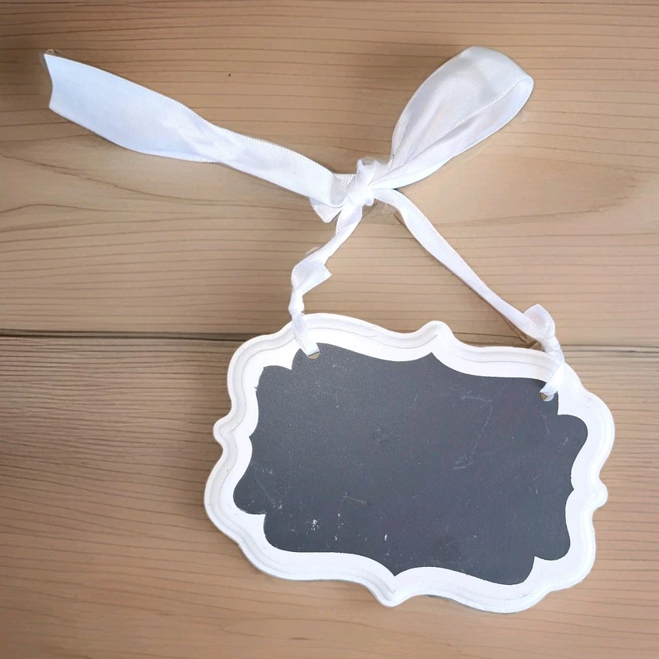 Mini Chalkboard Tag With Ribbon White Frame For Weddings & Parties - Image 1 of 1