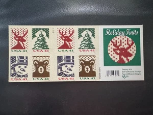 Scott #4211-14 Holiday Knits Double Sided Vending Booklet of 20 41¢ Stamps 2007 - Picture 1 of 2
