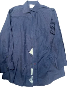 Cremieux Hombres Azul Marino Manga Larga Botones Algodón Pima 100% 17/34 Nuevo con Etiquetas - Imagen 1 de 4