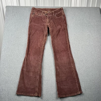 银色牛仔裤周二裤子女式 29x33 棕色灯芯绒靴型低腰 — 第 1/4 张图片