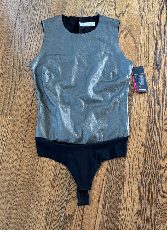 Body Commando NUEVO CON ETIQUETAS imitación cuero, sin mangas, gunmetal, s, simple, capa Foto 1 de 1