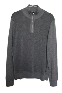 Hugo Boss Bizzino Finest Italian Virgin Wool 1/4 Zip Grey Men's Size Medium VGC - Picture 1 of 12