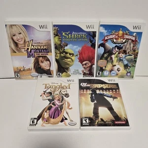 5 Nintendo Wii Game Lot Bundle Tested & Working CIB Wii Shrek Tangled Hanna - Picture 1 of 12