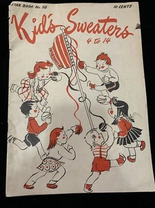 American Thread Star Book No 58 Kids Sweaters Knit Crochet Patterns 1948 - Picture 1 of 8