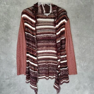 Cárdigan tejido BKE para mujer talla S marrón frente abierto mezcla de algodón lavado a mano - Imagen 1 de 10